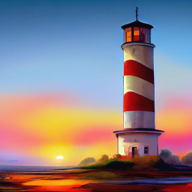 Autumn Sunset Lighthouse | Diamond Painting