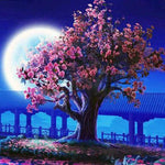 Load image into Gallery viewer, Cherry Blossoms Tree By Moonlight | Diamond Painting
