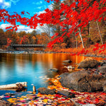 Load image into Gallery viewer, Maple Leaf Forest Lake | Diamond Painting
