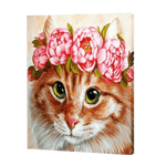 Load image into Gallery viewer, Pink Wreath On A Cat | Diamond Painting
