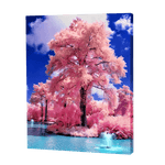 Load image into Gallery viewer, Pink Tree At The Aqua Lake | Diamond Painting
