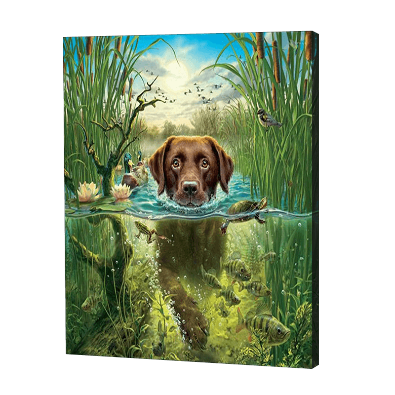 Swimming Dog | Diamond Painting