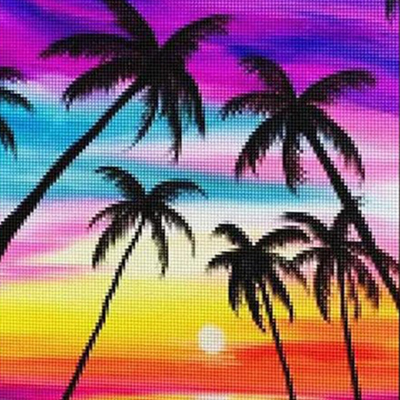 Tropical Rainbow Sunset Diamond Painting